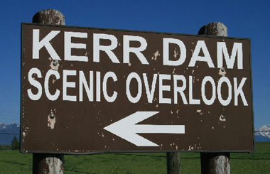 Picture of the Ker Dam overlook sign near Polson, Montana. Image is part of the Ker Dam Montana Picture Tour.