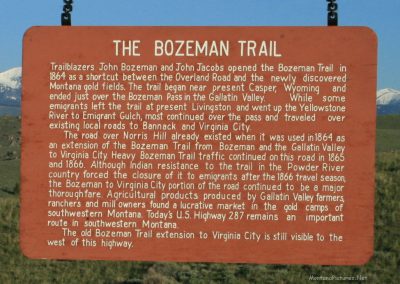 Picture of the Bozeman Trail Historical Marker near Ennis, Montana.