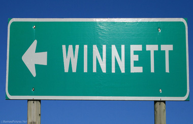 June Picture of the Winnett, Montana sign on Highway 200.