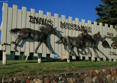 Picture of the Ennis Mustangs School sign in Ennis, Montana.