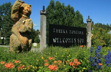 Picture of the "Welcome Sign" in Eureka, Montana off Highway 93. Image is part of the Eureka, Montana Picture Tour.