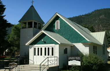 Picture of the Paradise United Methodist Church in Paradise, Montana. Image is from the Paradise, Montana Picture Tour.