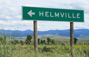 Picture of Helmville, Montana highway sign on Montana Highway 271. Image is part of the Helmville, Montana Picture Tour.