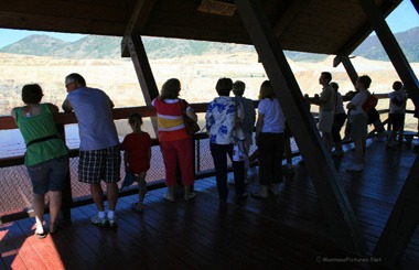 Picture of visitors at the Berkeley Pit Viewing Stand in Butte, Montana. Image is from the Butte, Montana Picture Tour.