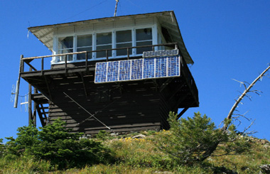 Morning picture of the Numa Ridge Fire Lookout in Glacier National Park.