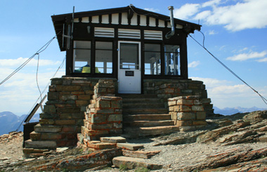Picture of the Swiftcurrent Fire Lookout in Glacier National Park.