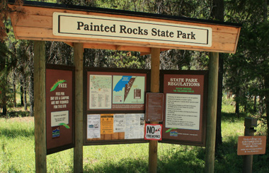 Picture of the Painted Rocks State Park Kiosk near Darby, Montana