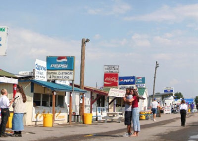 Panorama of the food booths at the Northwestern Montana Fair in Kalispell, Montana.