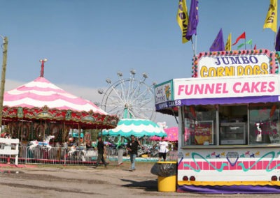Panorama of the Cotton Candy booth at the Northwestern Montana Fair in Kalispell, Montana.