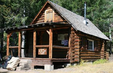 Picture of the North Fork of the Blackfoot Ranger Cabin near the Bob Marshall Wilderness.