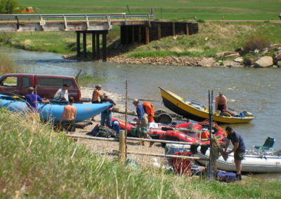 Picture of boat traffic at Eden Bridge on the Smith River east of Cascade, Montana.