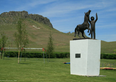 June picture of the J. Robert Atkinson statute in Cascade, Montana. Image is from the Cascade, Montana Picture Tour.