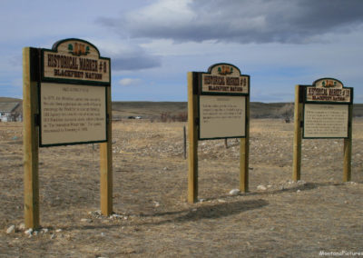 March picture of the Blackfeet Nation Historical Signs near Heart Butte Montana. Image is from the Heart Butte, Montana Picture Tour.