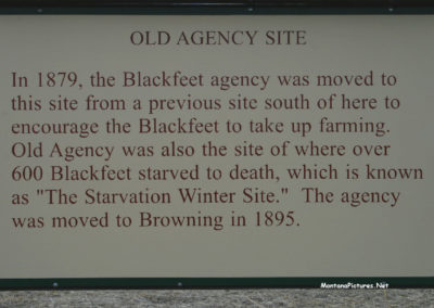 March picture of the Old Agency Historical Sign near Heart Butte Montana. Image is from the Heart Butte, Montana Picture Tour.