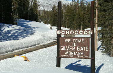 Picture of the Silver Gate Welcome Sign outside Silver Gate, Montana. Image is from the Silver Gate, Montana Picture Tour.