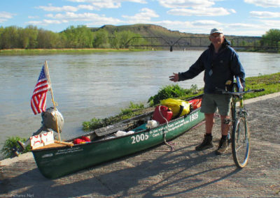 May picture of adventurer Mr. Julian Wedgood on the Missouri River. Image is from the Fort Benton, Montana Town Tour.