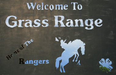 June picture the Grass Range, Montana Welcome Sign. Image is from the Grass Range, Montana Picture Tour.