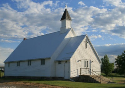 June picture of Our Savior's Lutheran Church in Denton, Montana. Image is from the Denton Montana Picture Tour.