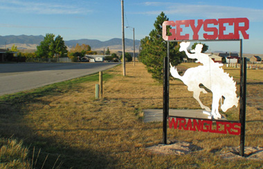 September picture of the Geyser, Montana Welcome Sign. Image is from the Geyser, Montana Town Picture Tour.
