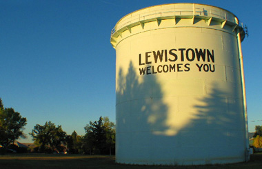 September picture of the friendly water tower in Lewistown, Montana. Image is from the Lewistown, Montana Picture Tour.