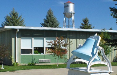 September picture of the old school bell in Moore, Montana. Image is from the Moore, Montana Picture Tour.