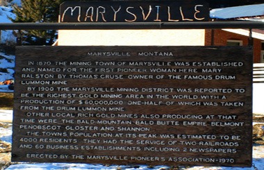 January picture of the old Marysville Historical Sign in Marysville, Montana. Image is from the Marysville, Montana Picture Tour.