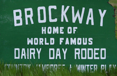 May picture of the Brockway, Montana Welcome sign on Highway 253. Image is from the Brockway, Montana Picture Tour.
