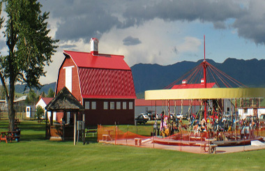 June picture of the Jefferson County Fair Carousel. Image is from the Boulder Montana Picture Tour.