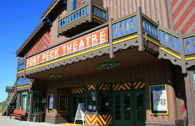 June picture of the Fort Peck Theater in Fort Peck, Montana. Image is from the Fort Peck, Montana Picture Tour.