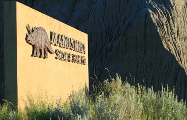 June picture of the Makoshika State Park Sign near Glendive, Montana. Image is from the Glendive, Montana Picture Tour.