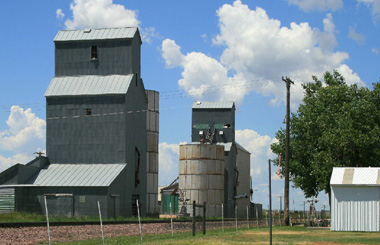 July picture of the Grain Elevators in Plevna, Montana. Image is from the Plevna, Montana Picture Tour