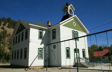 September picture of the Historic Basin Elementary School in Boulder, Montana. Image is from the Basin, Montana Picture Tour.