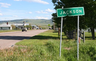 June picture of the Jackson Montana Sign on Highway 278 in SW Montana. Image is from the Jackson Montana Picture Tour.