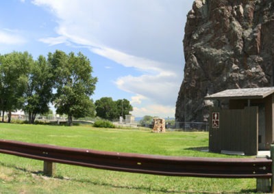 June panorama of Bridge crossing the Barrett’s Rock parking lot south of Dillon, Montana. Image is from the Dillon, Montana Picture Tour.