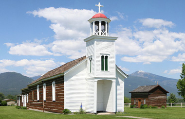 June picture of the historic St Mary Mission in Stevensville, Montana. Image is from the Stevensville, Montana Picture Tour.