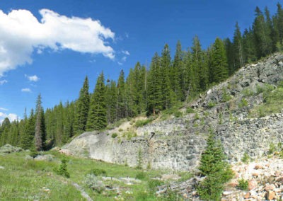 July panorama of the foundation of a Stamp Mill near Glendale, Montana in the Pioneer Mountains. Image is from the Divide, Montana Picture Tour.