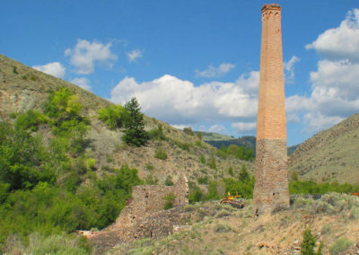 July picture of the smelter smoke stack in Glendale, Montana. Image is from the Dewey, Montana Picture Tour.