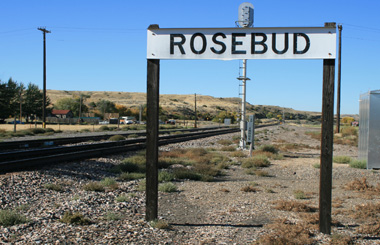 September picture of Rosebud, Montana railroad sign. Image is from the Rosebud, Montana Picture Tour.