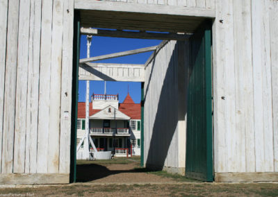 September picture of the Fort Union Main Gate on the Missouri River. near Fairview, Montana. Image is from the Fort Union Trading Post National Historic Site Picture Tour.