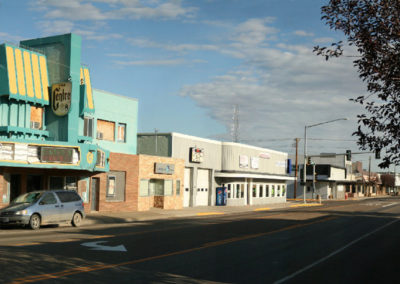 September panorama of the Centre Theater on Central Avenue in Sidney, Montana. Image is from the Sidney, Montana Picture Tour.