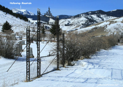 A March picture of Hollowtop Mountain in the Tobacco Mountains from the Pony Cemetery in Pony. Montana. Image is from the Explore Pony and Harrison, Montana Picture Tour.