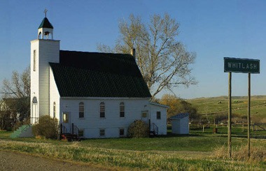 April picture of the Community Presbyterian Church in Whitlash, Montana. Image is from the Whitlash, Montana Picture Tour.