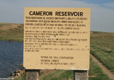 June picture of Cameron Reservoir Fishing Regulation sign in the Sweet Grass Hills. Image is from the Sweet Grass Hills Montana Picture Tour.
