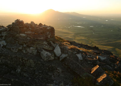 June sunset picture of the camouflaged Eagle Catch on the summit of Gold Butte (6512 feet) in the Sweet Grass Hills Image is from the Sweet Grass Hills Montana Picture Tour.