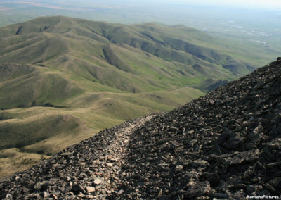 June picture of the game trail going up to the summit of Gold Butte (6512 feet) in the Sweet Grass Hills. Image is from the Sweet Grass Hills Montana Picture Tour.