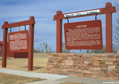 Picture of the Dupuyer Historical Sign on Highway 89 near Dupuyer Montana. Image is from the Heart Butte, Montana Picture Tour.