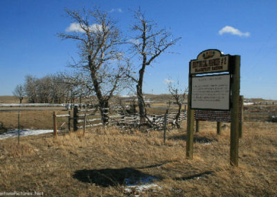 March picture of the Blackfeet Ranch Historical Sign near Heart Butte Montana. Image is from the Heart Butte, Montana Picture Tour.