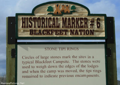 March picture of the Tipi Ring Historical Sign near Heart Butte Montana. Image is from the Heart Butte, Montana Picture Tour.