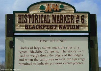 March picture of the Tipi Ring Historical Sign near Heart Butte Montana. Image is from the Heart Butte, Montana Picture Tour.