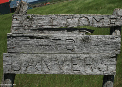 July picture of the old Danvers, Montana Welcome sign. Image is from the Danvers Montana Picture Tour.